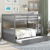 Full Over Full Bunk Bed with Trundle, Convertible to 2 Full Size Platform Bed