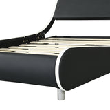 Queen Faux Leather Upholstered Platform Bed Frame, Curve Design