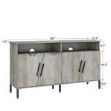 Farmhouse style TV Stand, TV station with storage and open drawers, entertainment center console table, living room media furniture.(Grey,58’’W*23.6’’D*31.5’’H)