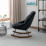 Tufted Upholstered Padded Seat Rocking Chair-Velvet Black
