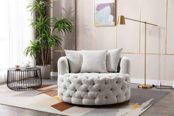 Coolmore Modern  Akili  swivel accent chair  barrel chair  for hotel living room / Modern  leisure chair  Beige