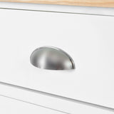 White Kitchen Island Cart with Rubber wood Drop-Leaf Countertop, adjustable height