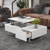 ON-TREND Multi-functional Coffee Table with Lifted Tabletop, Contemporary Cocktail Table with Metal Legs
