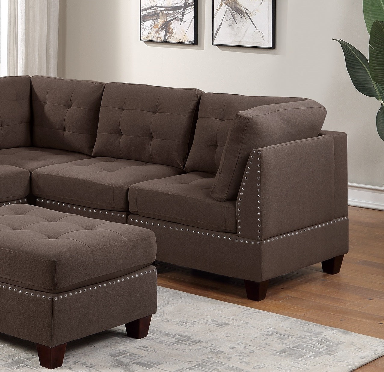 Coffee Sectional Set with Ottoman