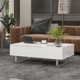 ON-TREND Multi-functional Coffee Table with Lifted Tabletop, Contemporary Cocktail Table with Metal Legs