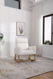 FONDHOME Modern Accent Rocking Chair, Upholstered Kids Glider Rocking Chair for Infants and Children, Teddy Material Comfort Arm Rocker, Lounge Armchair for Living Room, Beige