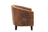 COOLMORE accent Barrel chair living room chair with nailheads and solid wood legs  Light  Coffee microfiber fabric