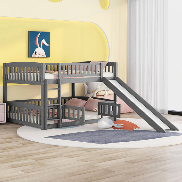Grey Bunk Bed with Slide