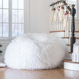 White Glam Faux Fur 5 Foot Bean Bag