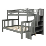 Twin over Full Bunk Bed with Shelves, Gray