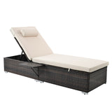 Outdoor Wicker Chaise Lounge - 2 Piece patio lounge chai; chase longue; lazy boy recliner; outdoor lounge chairs set of 2 beach chairs, recliner chair with side table