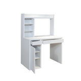 Computer Desk with Drawer Shelves and Cabinet for Study,Home Office Desk with Storage Cabinet and Drawer,  White