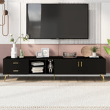 U-Can Modern TV Stand with 5 Champagne legs - Durable, stylish, spacious, versatile storage TVS up to 77" (Black)