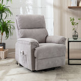 Power Lift Chair with Massage and Heating Function Soft Fabric Upholstery Recliner for Living Room,Light Gray