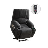 Large size Electric Power Lift Recliner Chair Sofa for Elderly, 8 point vibration Massage and lumber heat, Remote Control, 2 Side Pockets and Cup Holders, cozy fabric overstuffed arm, heavy duty 230LB