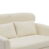 Ivory Modern Two-Seater Sofa With 2 Throw Pillows Gold Metal Legs