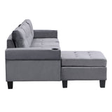 Sectional Sofa Set for Living Room with L Shape  Chaise Lounge ,cup holder and  Left  Hand with Storage Chaise  Modern 4 Seat (Grey) 
--LEFT CHAISE WITH STORAGE