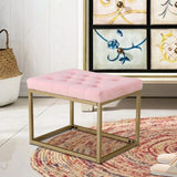 Velvet Shoe Changing Stool, Footstool, Square Cushion Foot Stool, Sofa stool, Rest stool,Low Stool .Step Stool, Small Footrest .Suitable for Clothes Shop,Living Room, Porch, Fitting Room.Pink Bench