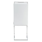 Modern Dining Chairs, PU Faux Leather High Back Upholstered Side Chair transverse stripe backrest design for Dining Room Kitchen Vanity Patio Club Guest Office Chair (Set of 4) ( White+PU)