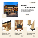 Large wood pergola, 13x16 FT Solid Wood Gazebo with Waterproof Asphalt Roof, Outdoor Permanent Hardtop Gazebo Canopy for Patio, Garden, Backyard