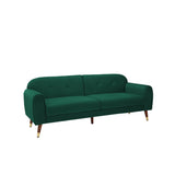 Loveseat with wood legs, Green velvet