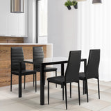 Black 5 Piece Dining Table Set, 4 Faux Leather Chairs