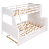Twin over Full Bunk Bed with Trundle and Shelves