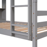 Twin Over Twin Bunk Beds with Bookcase Headboard