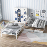 Full Over Full Bunk Bed with 2 Drawers and Staircases, Convertible into 2 Beds