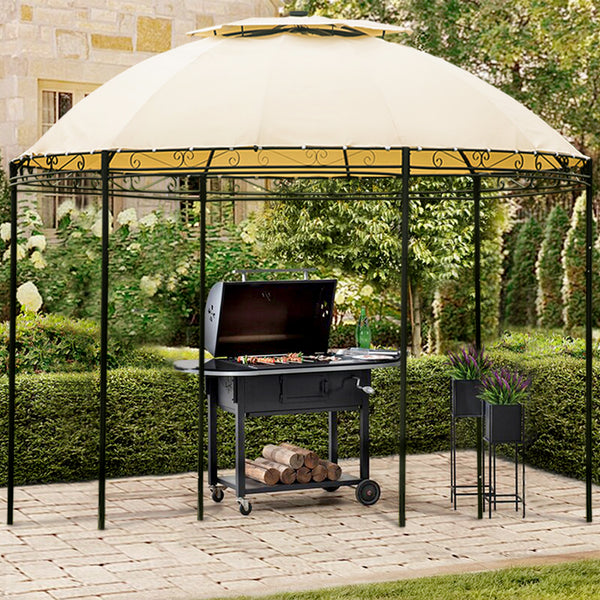 Outdoor Gazebo Steel Fabric Round Soft Top Gazebo Outdoor Patio Dome Gazebo with Removable Curtains