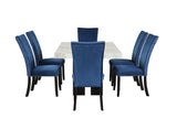 7-piece Dining Table Set with 1 Faux Marble Dining Rectangular Table and 6 Upholstered Chairs