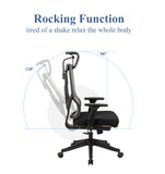 Excustive office chair with headrest and 2D armrest, chase back function with 7 gears adjustment, tilt function max 128°,300lbs,Black mesh imported from Germany, BIFMA CERTIFICATED