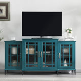 62" TV Stand, Buffet Sideboard Cabinet, Teal Blue