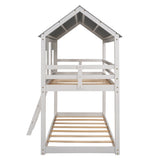 Twin over Twin Size Low Bunk Beds with Roof