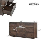 King 3 Piece Walnut Bedroom Set Platform Bed with Storage Bench with Nightstand and 9-Drawer Dresser