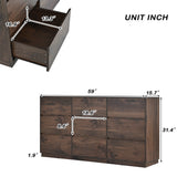 Mid-Century Modern 9 Drawers Dresser,Dark Brown