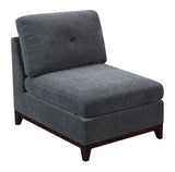 Ash Grey Chenille Fabric Modular Sectional 6pc Set Living Room Furniture Corner Sectional Couch 3x Corner Wedge 2x Armless Chairs and 1x Ottoman Tufted Back
