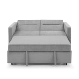 Loveseats Sofa Bed with Pull-out Bed，Adjsutable Back and Two Arm Pocket，Grey （54.5“x33”x31.5“）