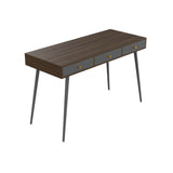 Desk 47" with 3 Drawers |Modern Mid Century Desk for Home Office (Walnut + Dark Grey)