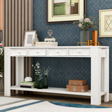 TREXM Console Table for Entryway Hallway Sofa Table with Storage Drawers and Bottom Shelf ( Antique White)