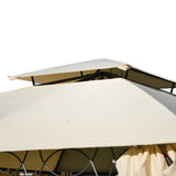 Double Tiered Grill Canopy, Outdoor BBQ Gazebo Tent with UV Protection, Beige