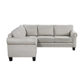Orisfur. Mid-Century Sectional Corner Sofa L-shape Couch with Scroll Arms & Rivet Ornament for Large Space Dorm Apartment