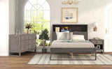 3-Pieces Bedroom Sets Full Size Platform Bed with Nightstand and Dresser,Antique Gray
