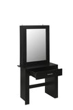 Vanity Desk with Mirror & Stool, Black Makeup Table with Storage Shelves & Drawer, Vanity Set for Girls Women