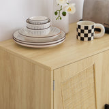JHX Kitchen storage cabinets with rattan decorative doors, buffets, wine cabinets, dining rooms, hallways, cabinet console tables, （Natural，31.5''LX 15.8''WX 34.6"H）.