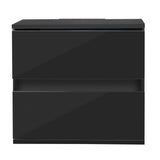 Nightstand with 2 Drawers, USB Charging Ports, Wireless Charging and Remote Control LED Light-Black