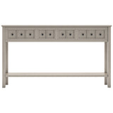 TREXM Rustic Entryway Console Table, 60" Long Sofa Table with two Different Size Drawers and Bottom Shelf for Storage (Gray Wash)