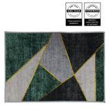 Casual Geometric Cotton Area Rug，Modern Abstract Geometric Shapes Accent Outdoor Rug 5ft x 7.5ft for Patio Bedrooms, Dining Rooms, Living Rooms Light Grey /Green