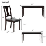 Classic Dining Set Wooden Table and 4 Chairs with Bench for Kitchen Dining Room