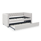 Daybed with Trundle Upholstered Tufted Sofa Bed, with Button